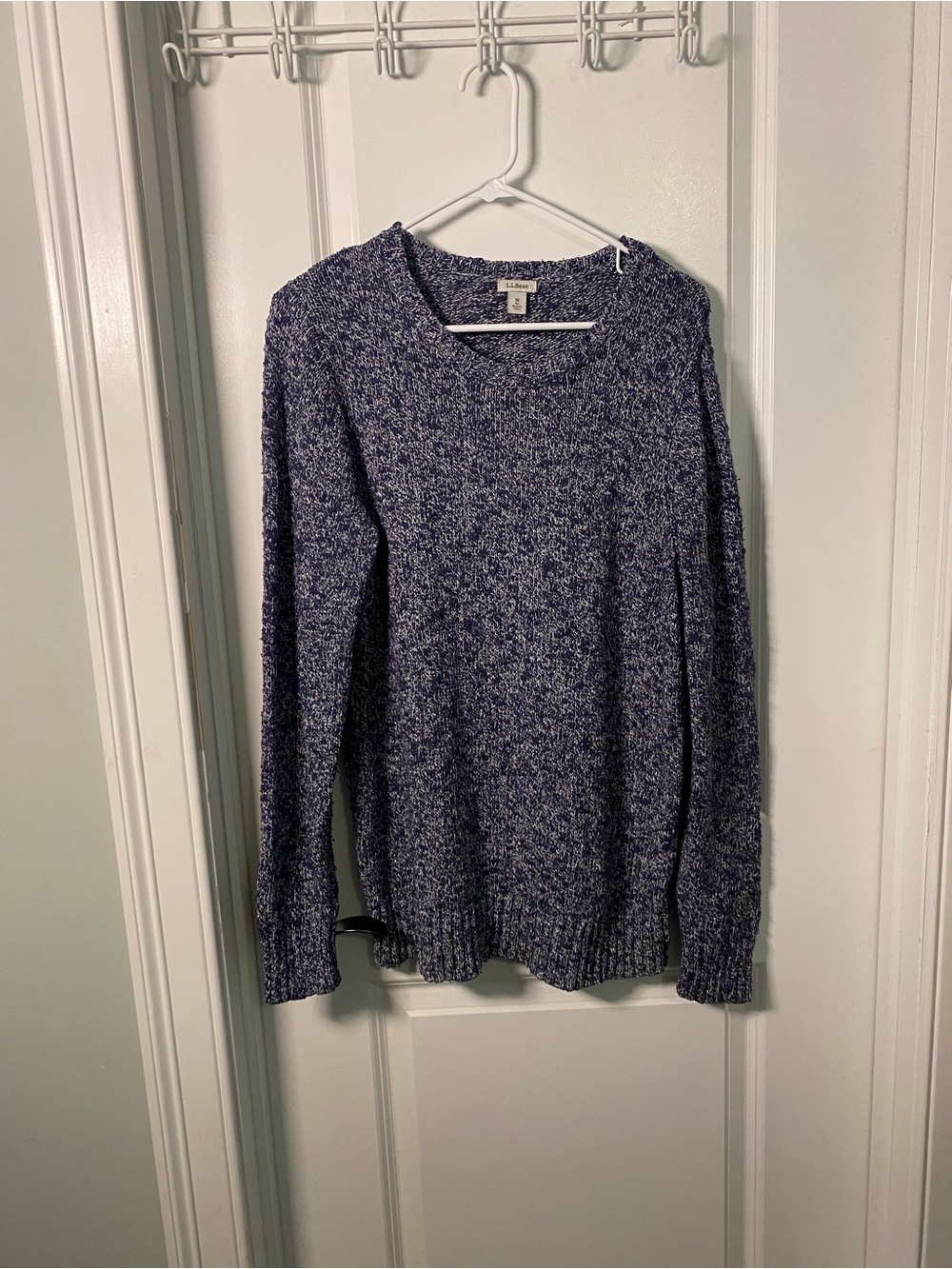 L.L. Bean Navy Marled Crewneck Cotton Sweater